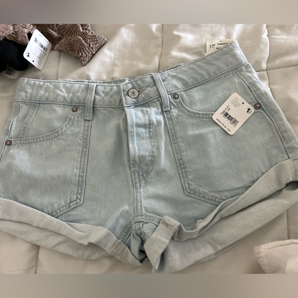 Free people Beginner's Luck Slouchy Roll Cuff Denim Shorts
